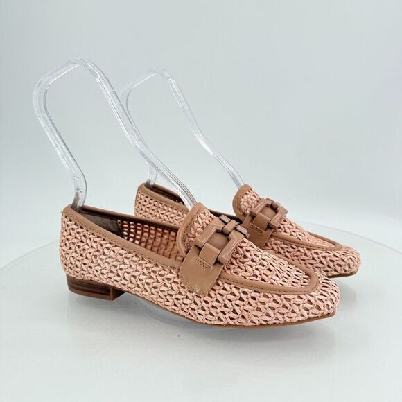 Steve Madden Womens Ryann Chain Loafers Beige Pink Rafia Square Toe Size 7 - Picture 12 of 13